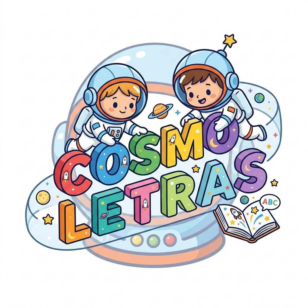 Astronautas construyendo CosmoLetras